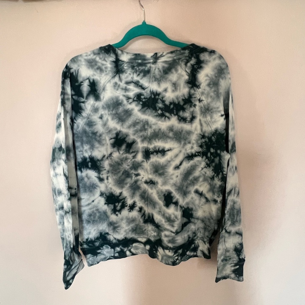 Athleta Sundown Teal Blue Tie Dye Crewneck Sweatshirt Medium Tall - Picture 3 of 8